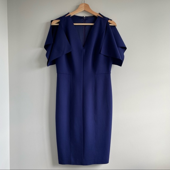 Elie Tahari Lourdes slit-sleeve sheath dress, indigo - Picture 3 of 7